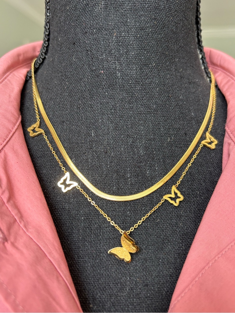 Layered Gold Butterfly Necklace - Women Jewelry